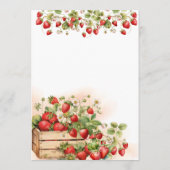 Waterverf aardbeien bruiloft advieskaart (Achterkant)
