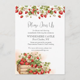 Waterverf aardbeien bruiloft informatiekaartje