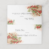 Waterverf aardbeien bruiloft plaatskaartje (Buitenkant ongevouwen)
