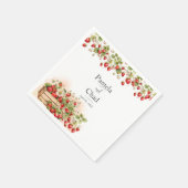 Waterverf aardbeien bruiloft servet (Hoek)