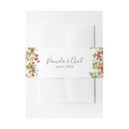 Waterverf aardbeien bruiloft uitnodigingen wikkel