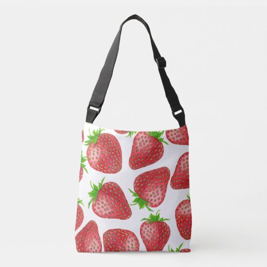Waterverf aardbeien crossbody tas (Voorkant)