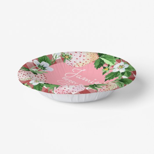 Waterverf aardbeien eerste geboorte Pond Papieren Kommen (Gebogen)