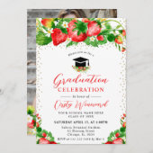 Waterverf Aardbeien en bloemen Afstuderen Kaart (Voorkant / Achterkant)