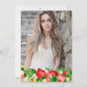 Waterverf Aardbeien en bloemen Quinceanera Kaart (Achterkant)