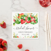 Waterverf Aardbeien en bloemen Vrijgezellenfeest Servet (Insitu)