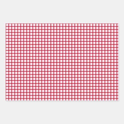 Waterverf Aardbeien en Roze en Rode Gingham Inpakpapier Vel (Voorkant 3)