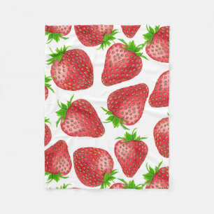 Waterverf aardbeien fleece deken