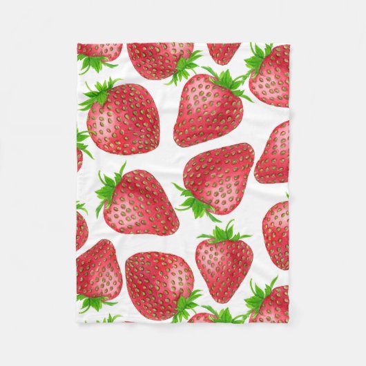 Waterverf aardbeien fleece deken (Voorkant)