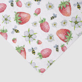 Waterverf Aardbeien Fruit, Bijen en Bloemen Tissuepapier (Detail)