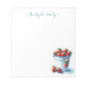 Waterverf Aardbeien Gepersonaliseerd briefpapier Notitieblok (Voorkant)