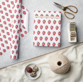 Waterverf Aardbeien Handgeschilderd Cadeaupapier