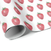 Waterverf Aardbeien Handgeschilderd Cadeaupapier (Rol Hoek)