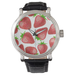 Waterverf aardbeien horloge