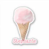 Waterverf Aardbeien Ice Cream - Aangepast Sticker (Voorkant)