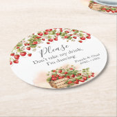 Waterverf Aardbeien Ik dans Ronde Kartonnen Onderzetter (Gebogen)