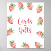 Waterverf Aardbeien kaarten en geschenken baby sho Poster (Voorkant)