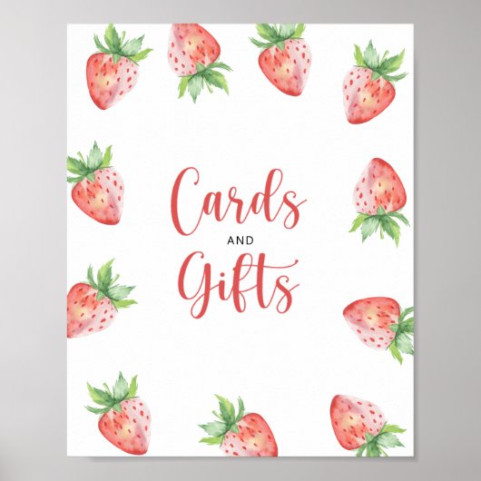 Waterverf Aardbeien kaarten en geschenken baby sho Poster (Voorkant)