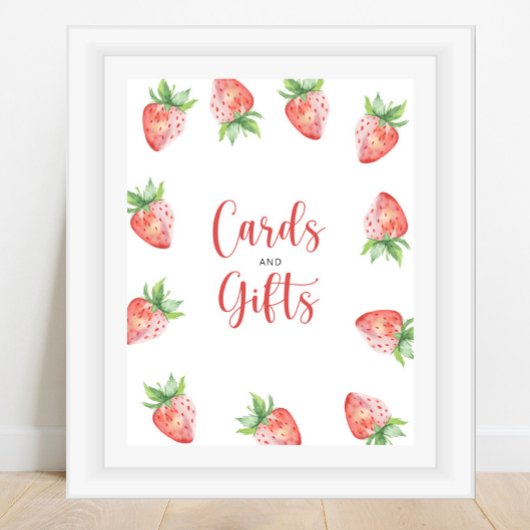 Waterverf Aardbeien kaarten en geschenken baby sho Poster