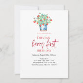 Waterverf Aardbeien Mand Plaid 1e Verjaardag Kaart (Voorkant)