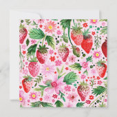 Waterverf Aardbeien Meisje 1e Verjaardag Kaart (Achterkant)