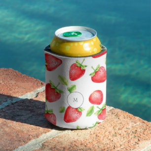 Waterverf aardbeien moderne zomermonografie blikjeskoeler