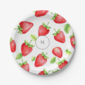 Waterverf aardbeien moderne zomermonografie papieren bordje (Voorkant)