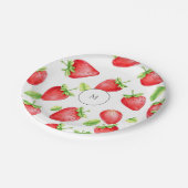 Waterverf aardbeien moderne zomermonografie papieren bordje (Gekanteld)