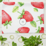 Waterverf aardbeien moderne zomermonografie theedoek<br><div class="desc">Waterverf aardbeien moderne zomer monogrammed keukenhanddoek. U kunt uw eigen monogram toevoegen om te personaliseren.</div>