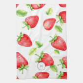 Waterverf aardbeien moderne zomermonografie theedoek (Verticaal)
