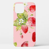 Waterverf aardbeien, naadloos, fruitig patroon. Case-Mate iPhone case (Achterkant)