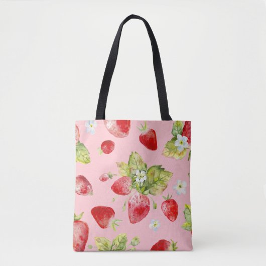 Waterverf aardbeien, naadloos, fruitig patroon. tote bag (Voorkant)
