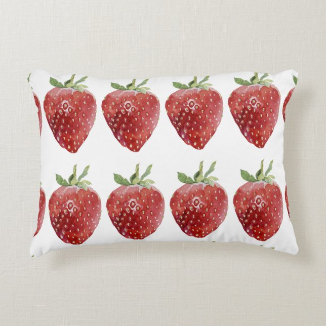 Waterverf aardbeien: naadloos patroon accent kussen (Voorkant)