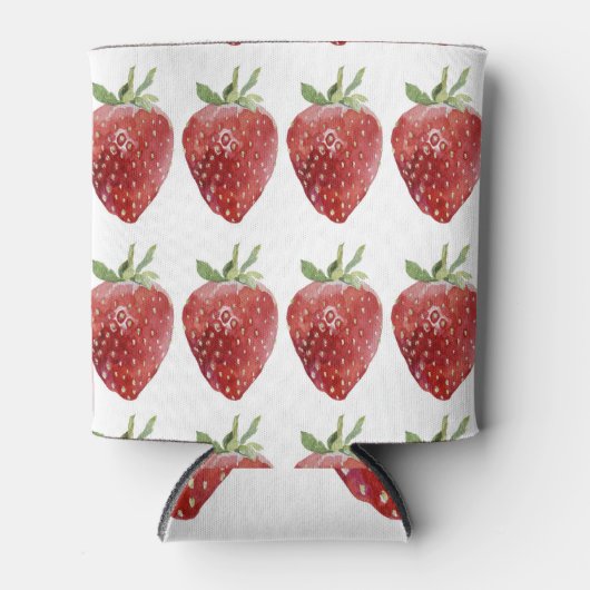 Waterverf aardbeien: naadloos patroon blikjeskoeler (Voorkant)