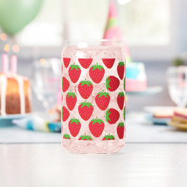 Waterverf Aardbeien Naadloos Patroon Blikvorm Glas