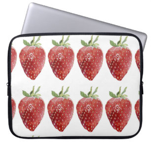 Waterverf aardbeien: naadloos patroon laptop sleeve