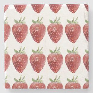 Waterverf aardbeien: naadloos patroon stenen onderzetter