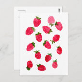 Waterverf aardbeien Patroon Briefkaart (Voorkant / Achterkant)