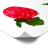 Waterverf aardbeien Patroon Poster (Hoek)