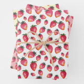 Waterverf Aardbeien Pattern Hand-Painted Boho Inpakpapier Vel (In situ)