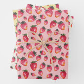 Waterverf Aardbeien Pattern Hand-Painted Boho Inpakpapier Vel (In situ)