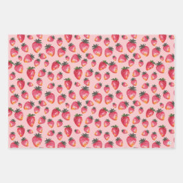 Waterverf Aardbeien Pattern Hand-Painted Boho Inpakpapier Vel