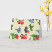 Waterverf Aardbeien Raspberry Currant Patroon Kaart (Gele Bloem)