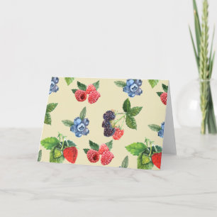 Waterverf Aardbeien Raspberry Currant Patroon Kaart