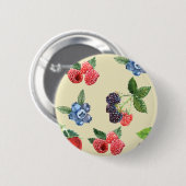 Waterverf Aardbeien Raspberry Currant Patroon Ronde Button 5,7 Cm (Voorkant /achterkant)