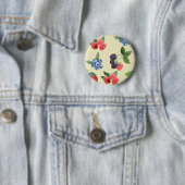 Waterverf Aardbeien Raspberry Currant Patroon Ronde Button 5,7 Cm (In situ)