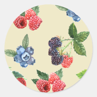 Waterverf Aardbeien Raspberry Currant Patroon Ronde Sticker