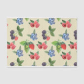 Waterverf Aardbeien Raspberry Currant Patroon Tissuepapier (Voorkant)