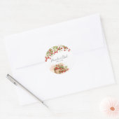 Waterverf aardbeien ronde sticker (Envelop)
