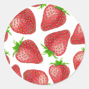 Waterverf aardbeien ronde sticker